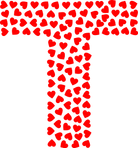 Valentine Hearts Alphabet Font T