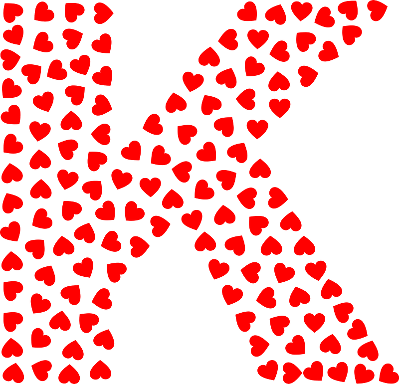 Valentine Hearts Alphabet Font K