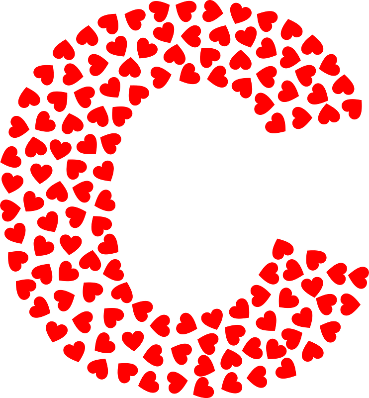 Valentine Hearts Alphabet Font C