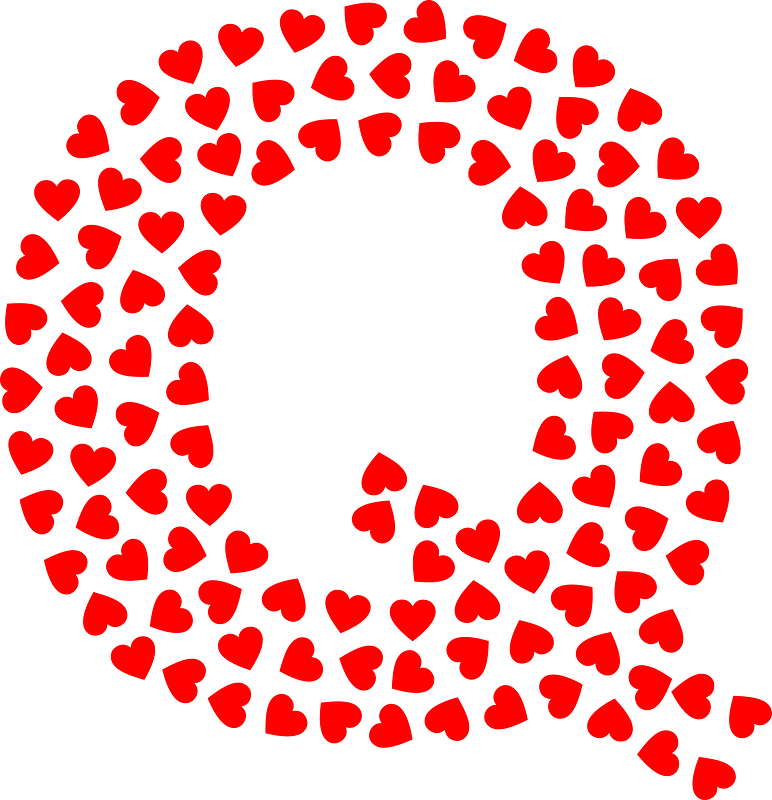Valentine Hearts Alphabet Font Q
