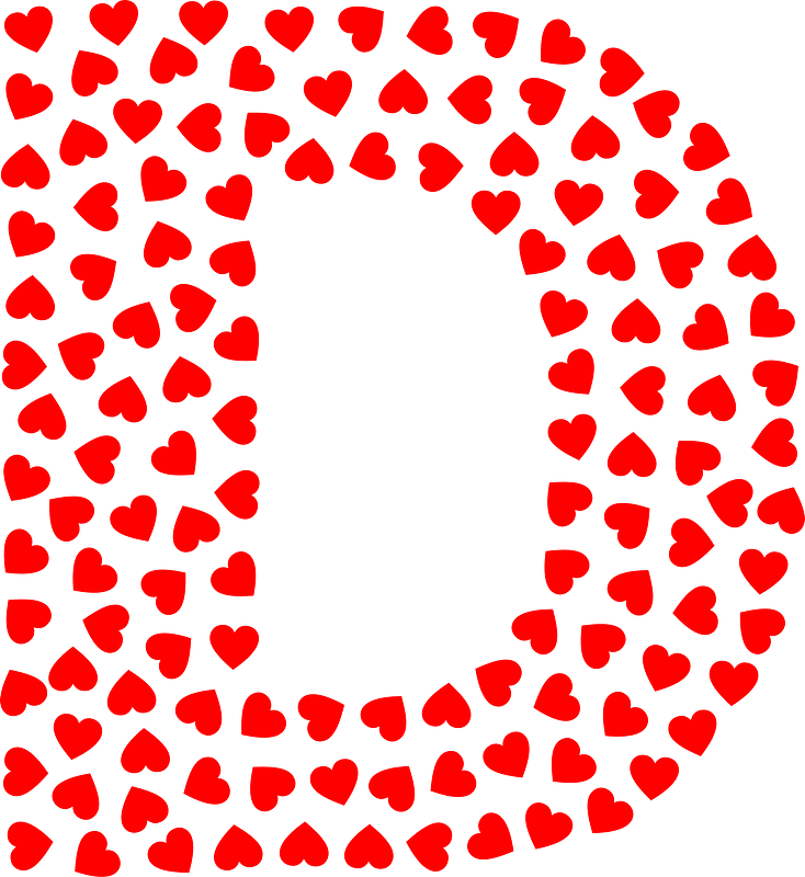Valentine Hearts Alphabet Font D