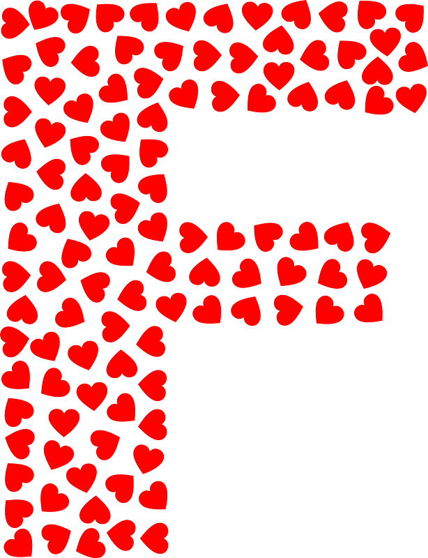 Valentine Hearts Alphabet Font F