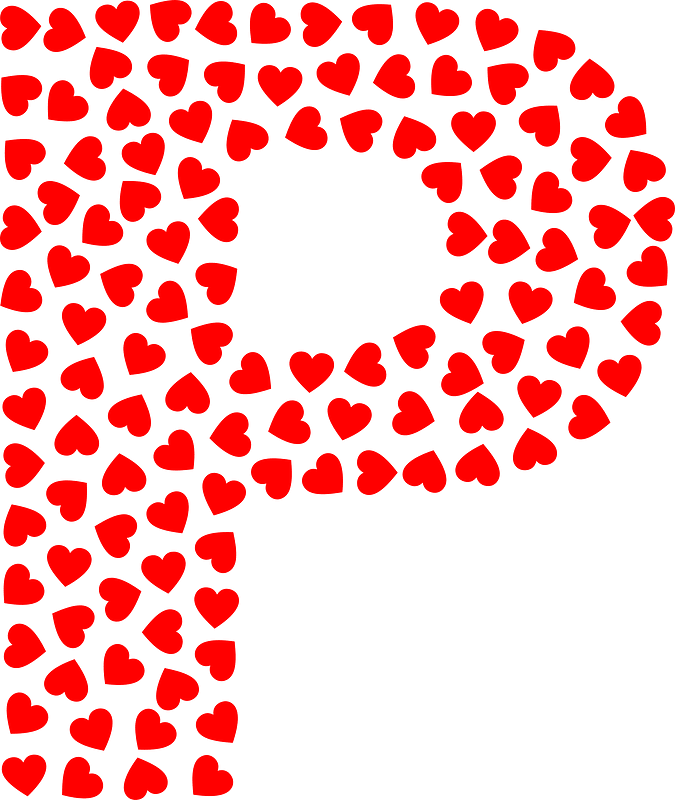 Valentine Hearts Alphabet Font P