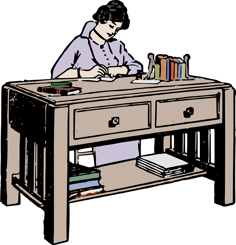 Lady at a Desk - Colour