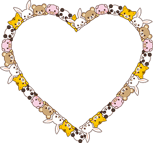 Cute Animals Heart Frame