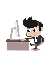 Cartoon Office Call Centre Workers