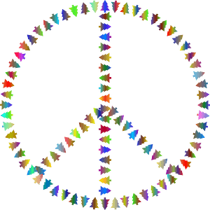Polyprismatic Peace Sign made of Christmas Trees 