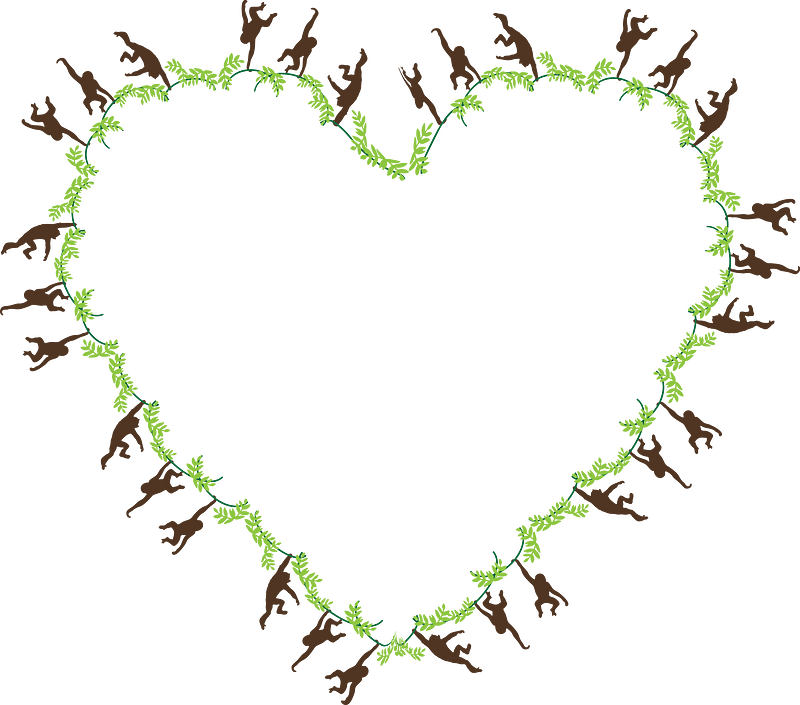 Monkeys Frame Heart