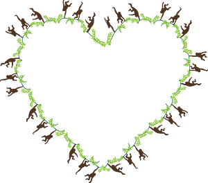 Monkeys Frame Heart