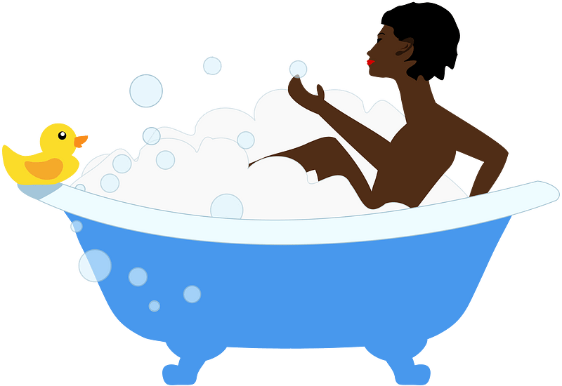 African Woman in a Bubble Bath