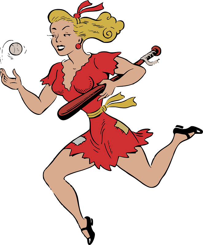 Vintage Woman Baseball player