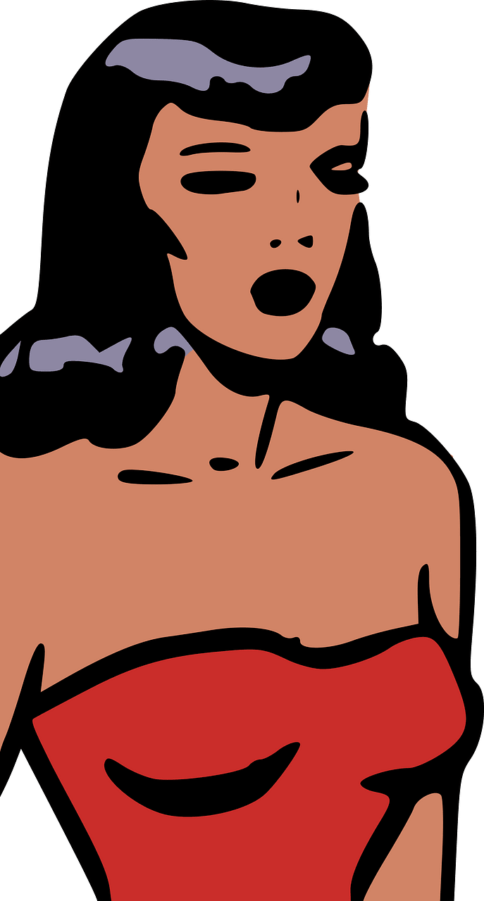 Woman in red dress