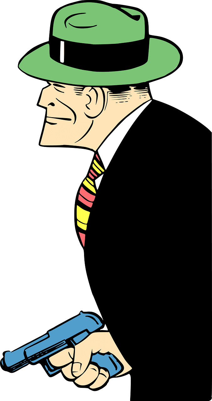 Retro quare-jaw detective