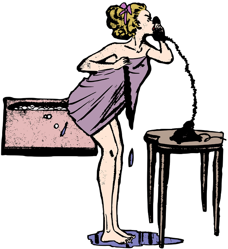 Bathing Girl on the Phone