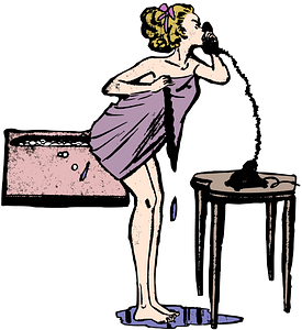 Bathing Girl on the Phone
