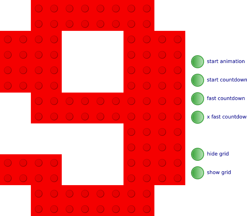 Countdown with different colored digits