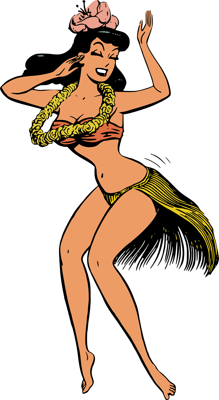 Retro hula dancer comic