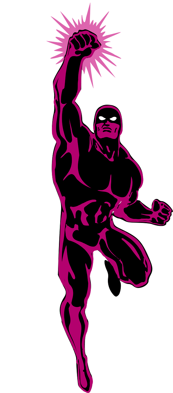 Purple powerful superhero in action