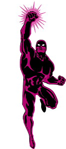 Purple powerful superhero in action