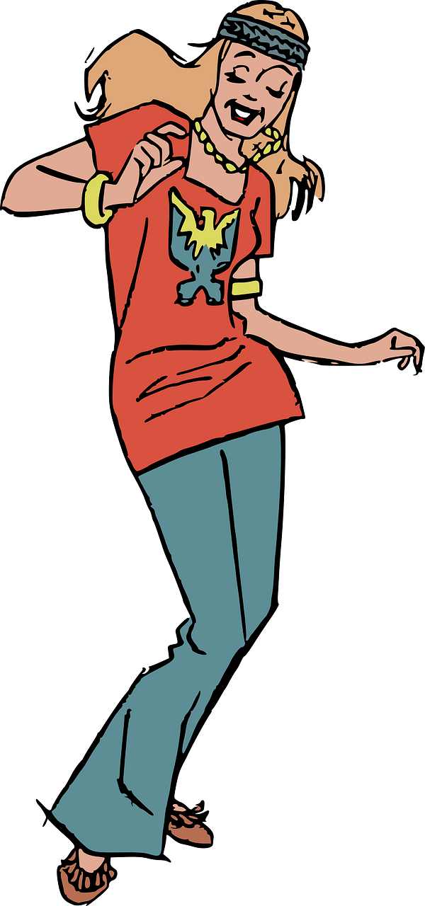 Dancing hippie girl