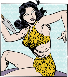 Jungle girl with spear - colour remix