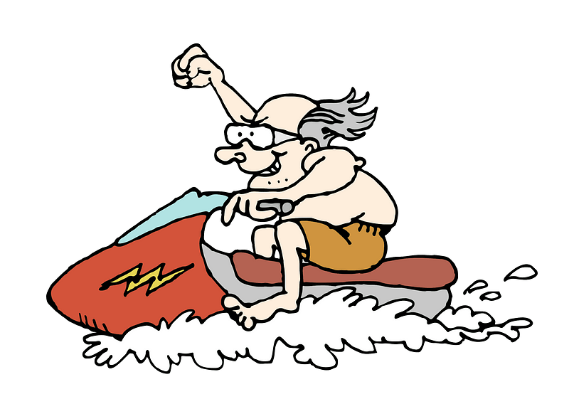 Old man on a Jet ski - colour remix