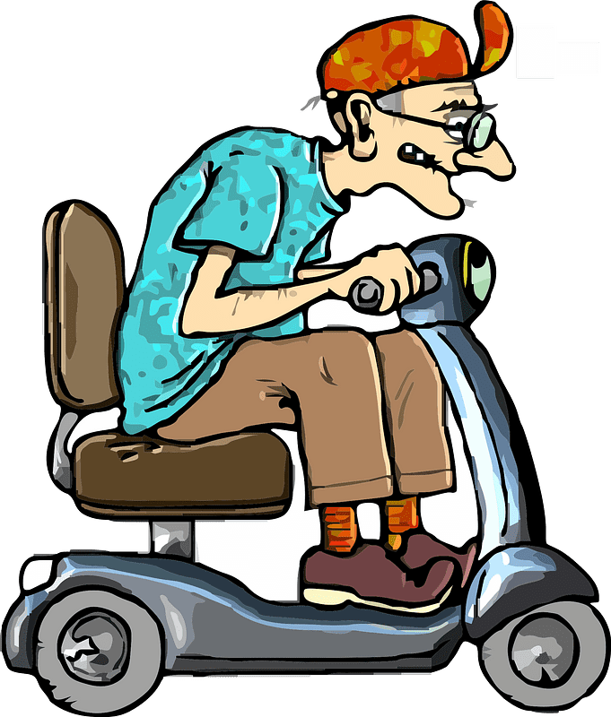 Old man on a mobility Scooter