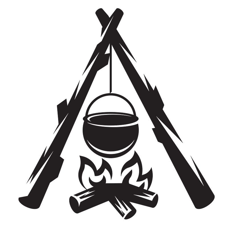 Coking pot on bonfire
