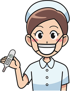 Masked Nurse with Thermometer