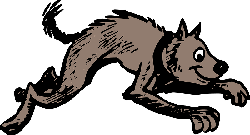 Running retro cartoon dog