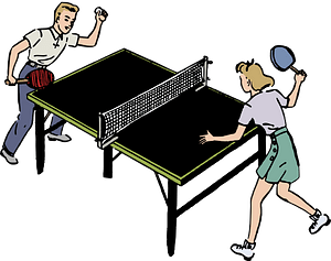 Boy and Girl Play Ping Pong - Colour