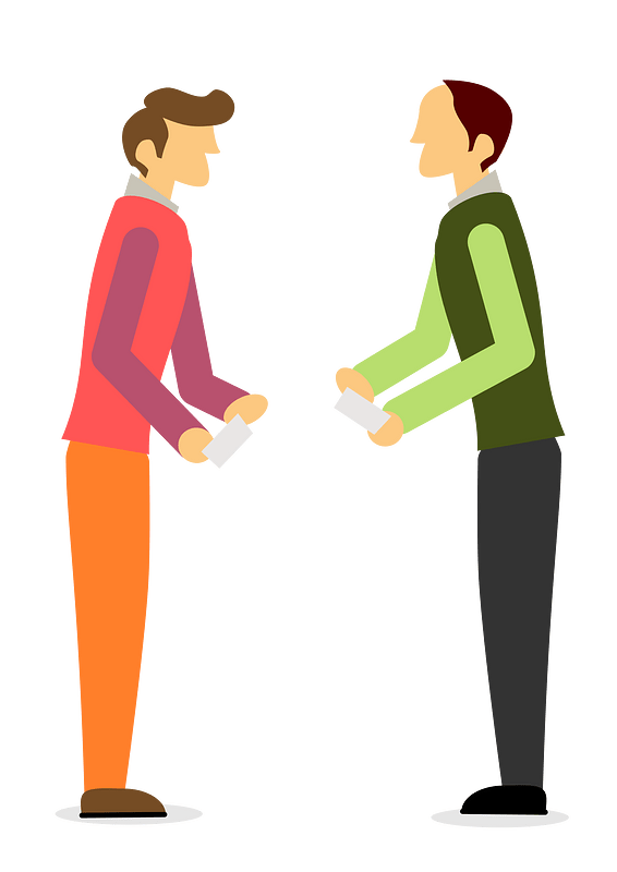 Two Men Exchanging Business Cards