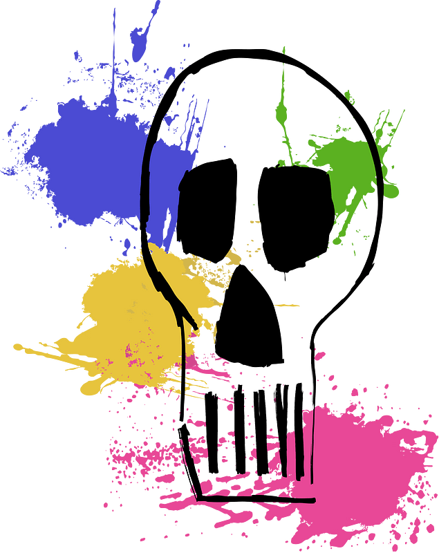 Skull Rainbow Splatter