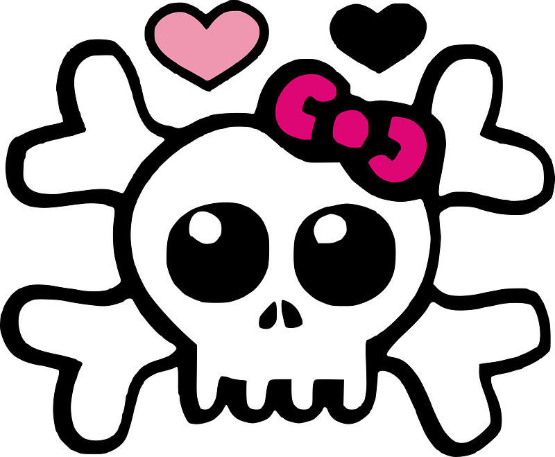 Emo skull and heart