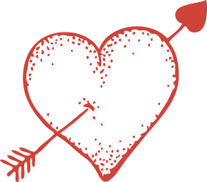 Doodle heart with arrow