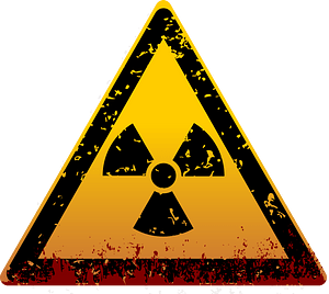 Old radiation warning sign