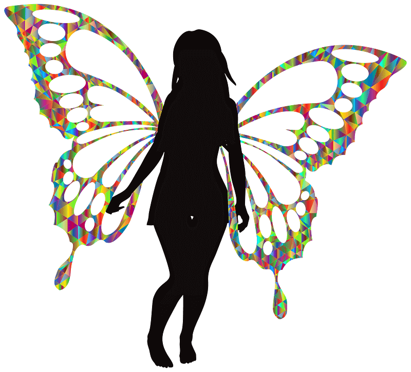 Butterfly Woman Silhouette Iridescent