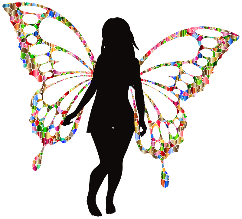 Butterfly Woman Silhouette Iridescent 2