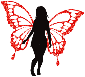 Butterfly Woman Silhouette Ruby