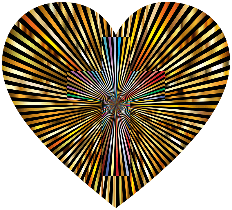 Starburst Heart Cross Type II Radiant Gold