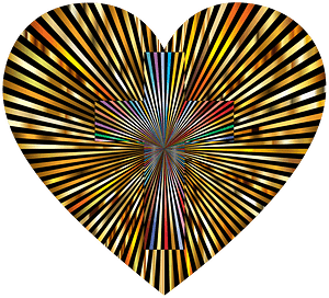 Starburst Heart Cross Type II Radiant Gold