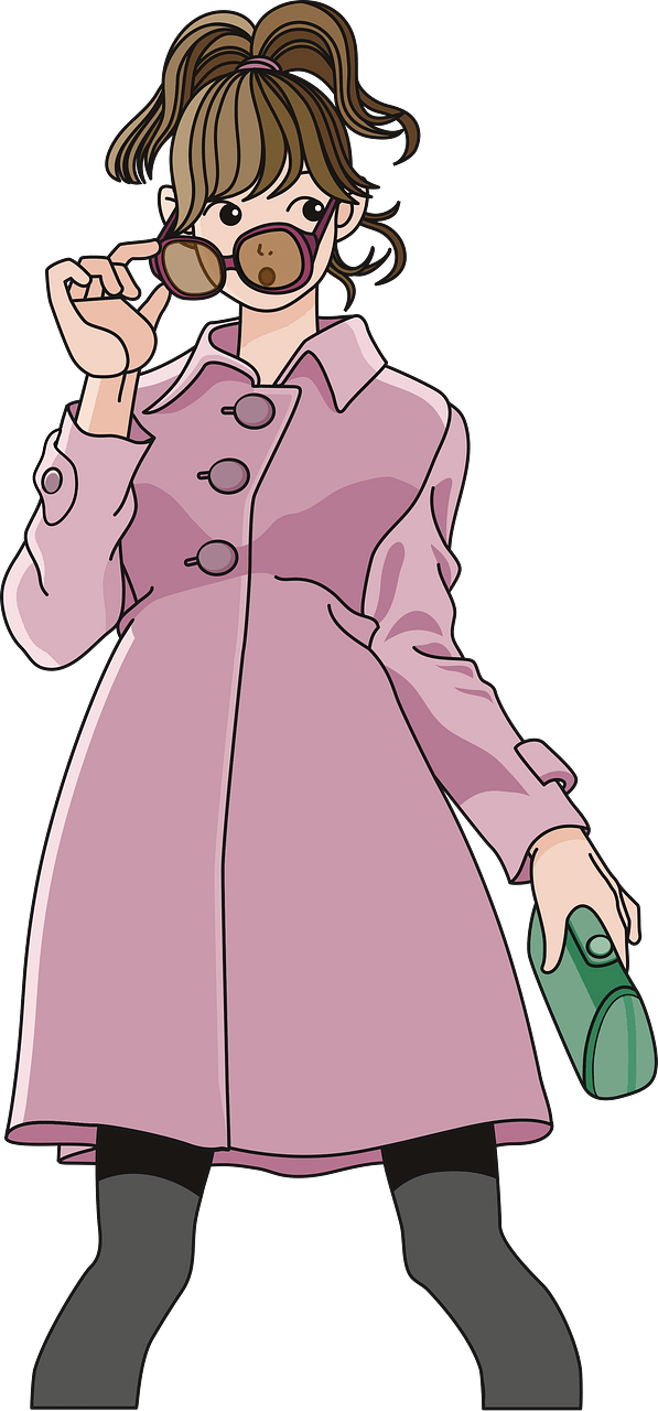 Girl in coat with sunglasses