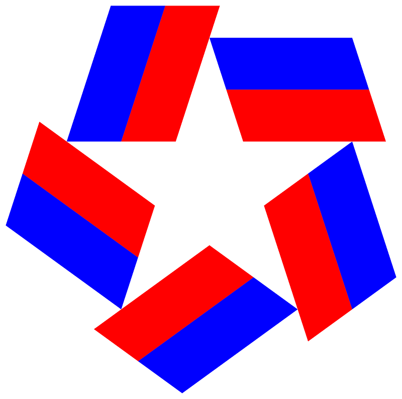 Red White Blue Star Design Negative Space Variation