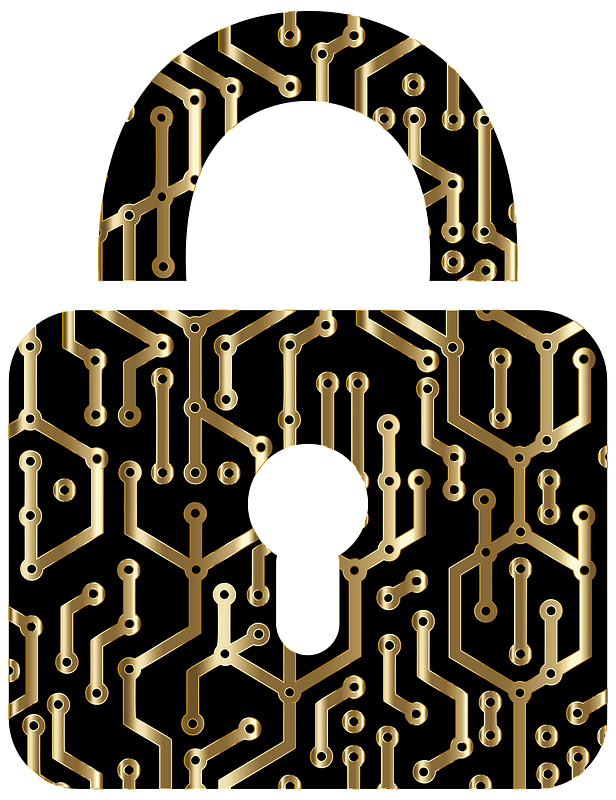 Cyber Security Lock Gold