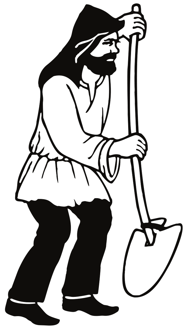 Man With Shovel Line Art