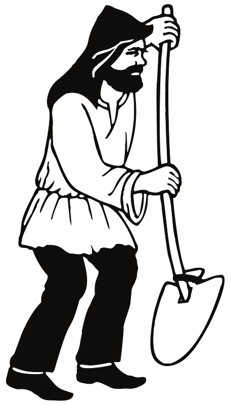 Man With Shovel Line Art