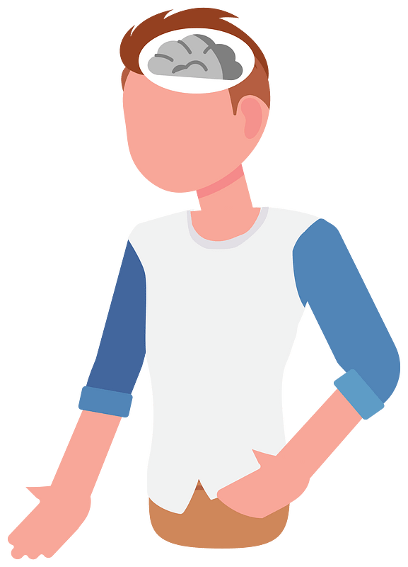 Boy With Visible Brain Illustration