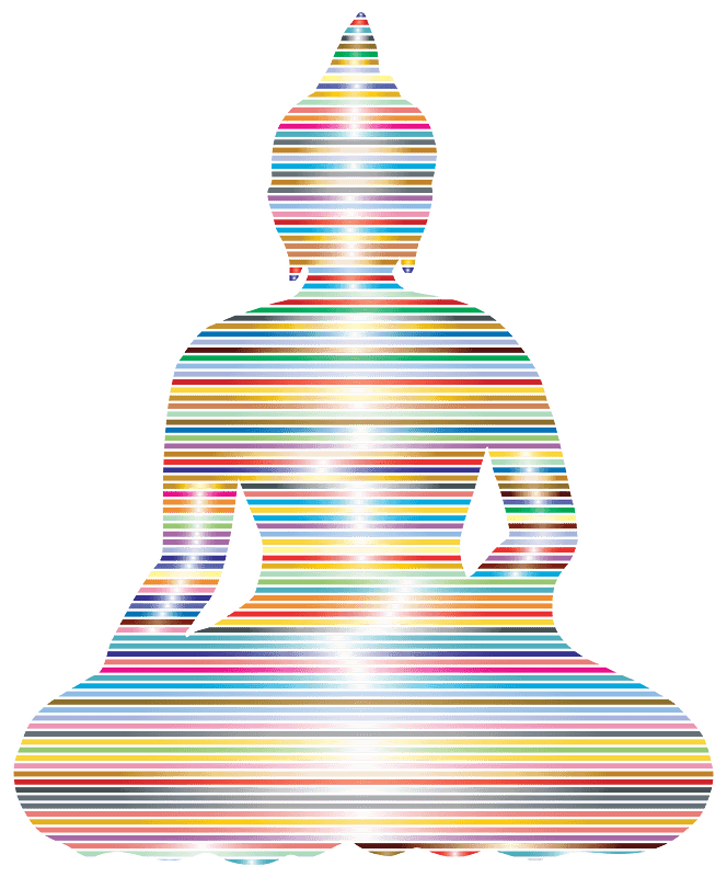 Sitting Buddha Silhouette Prismatic Lines No BG