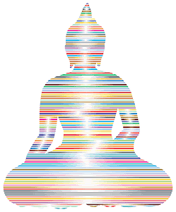 Sitting Buddha Silhouette Prismatic Lines No BG