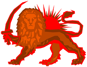 Polygonal Lion And Sun Red